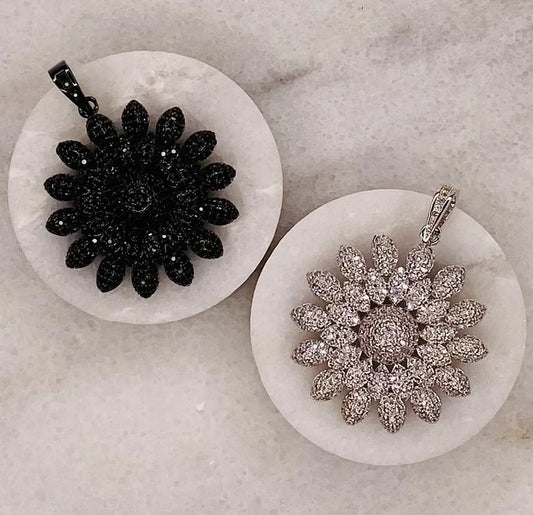 Pave Crystal Floral Mandala Pendants (Large)