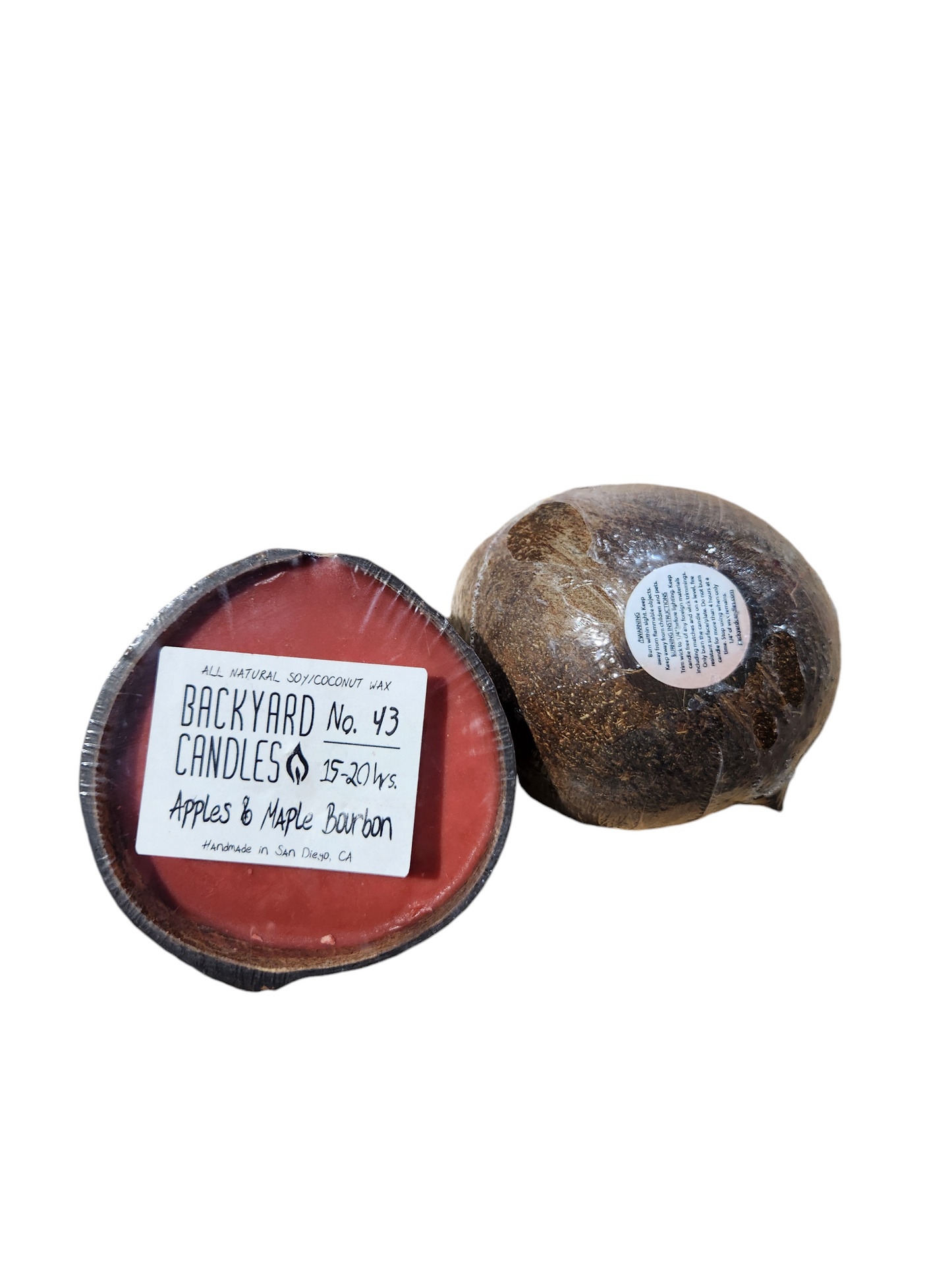 Apples & Maple Bourbon Scented Candle in a Real Coconut Shell