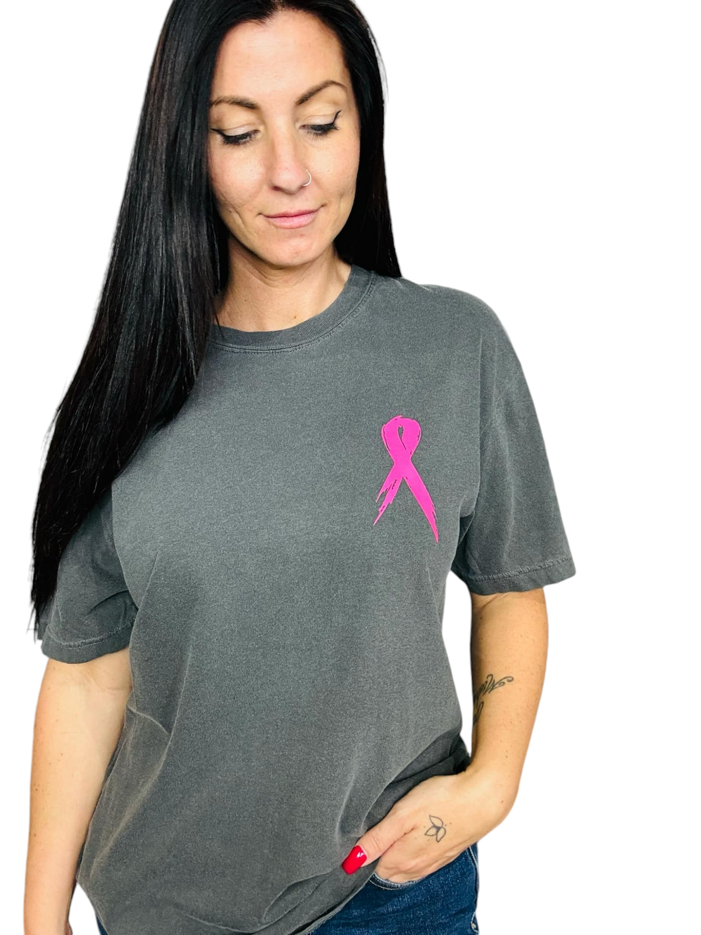 "Pink Ribbon" Graphic Short Sleeve T-Shirt/Hoodie/Crewneck Sweatshirt