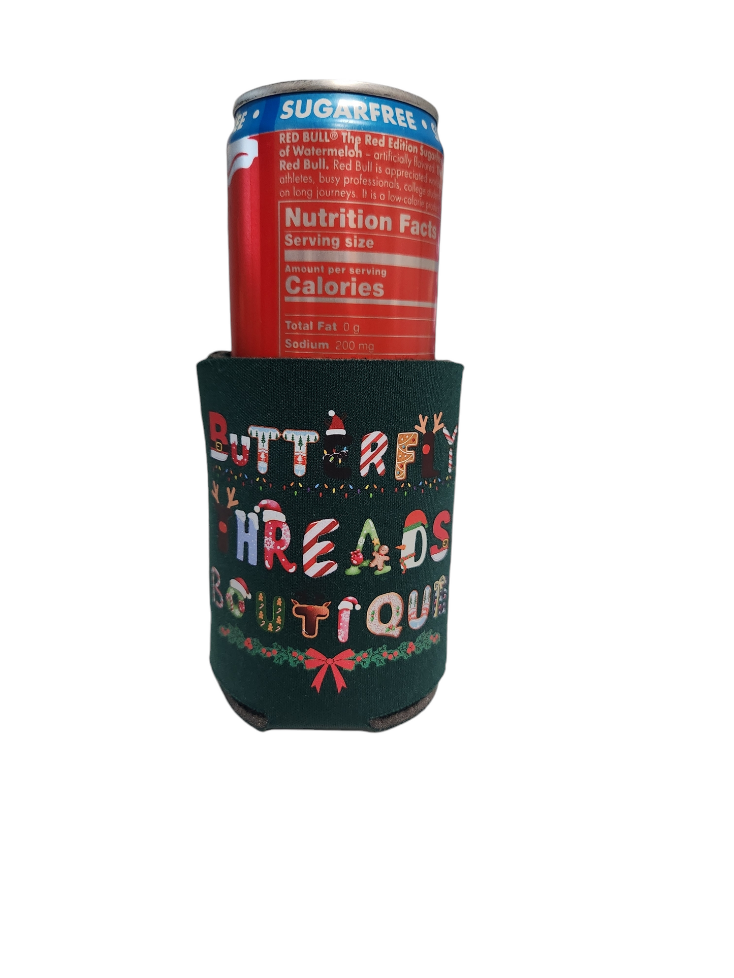 "Butterfly Threads Boutique Christmas" Stitched Smile Hunter Green Can Coolie