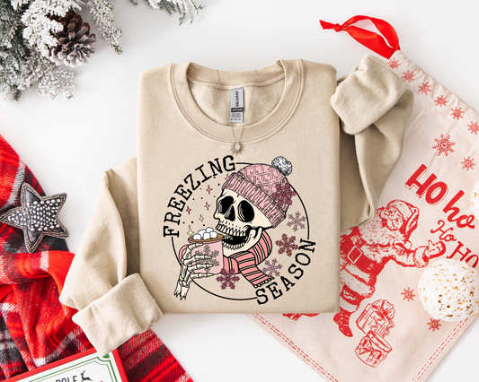 "Freezing Season" Front Print Graphic Crewneck Sweatshirt/Hoodie