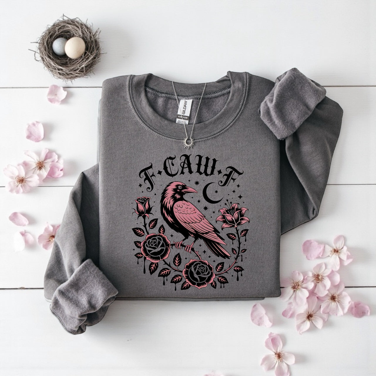 "Fawk Off" (Pink Ink) Graphic Crewneck Sweatshirt