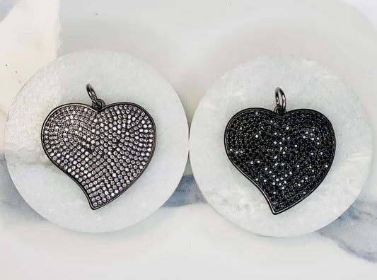 Pave Crystal Bubble Heart Pendants (Medium)