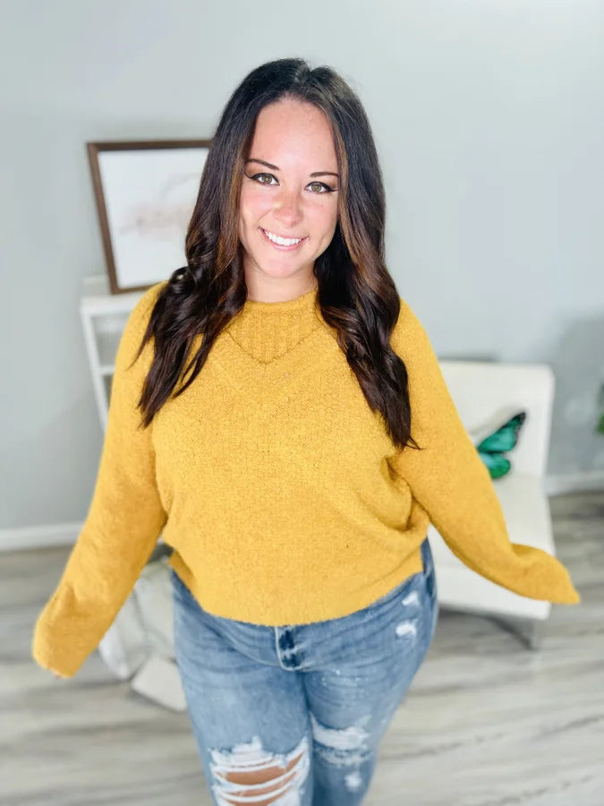 Reg. Golden Yellow Pullover Sweater w/ Built-In Sleeveless Top