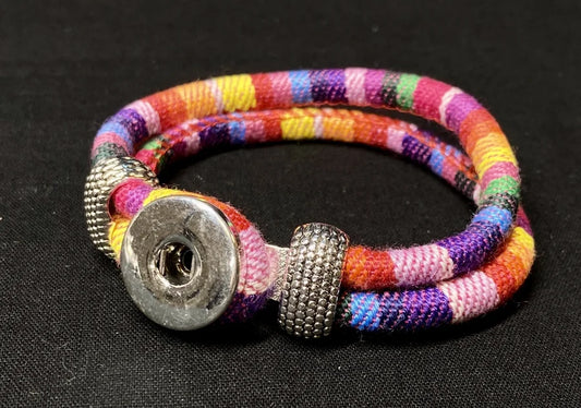 Rainbow Woven Snap Bracelet