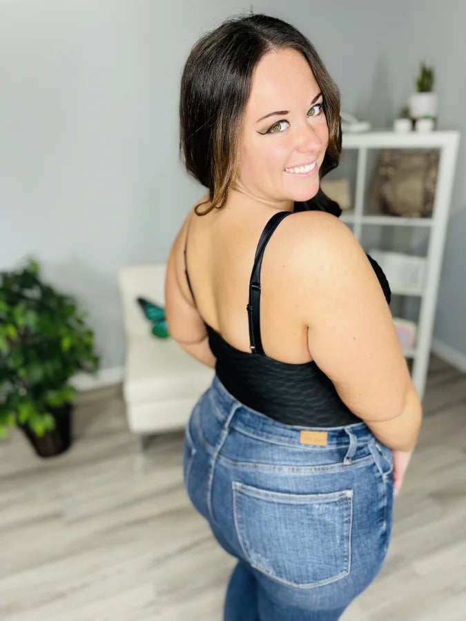 Reg/Plus Black Textured Bodysuit