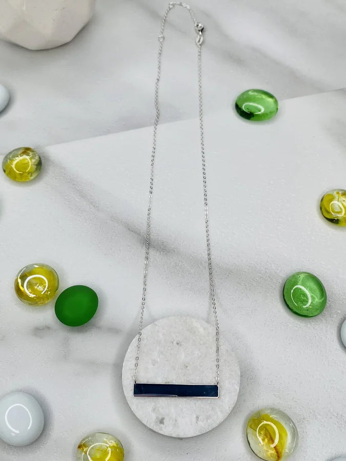 Sterling Silver Plain Bar Necklace - 16" +2