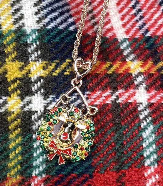 Rose Gold Teardrop Snap Necklace w/ Reindeer Snap