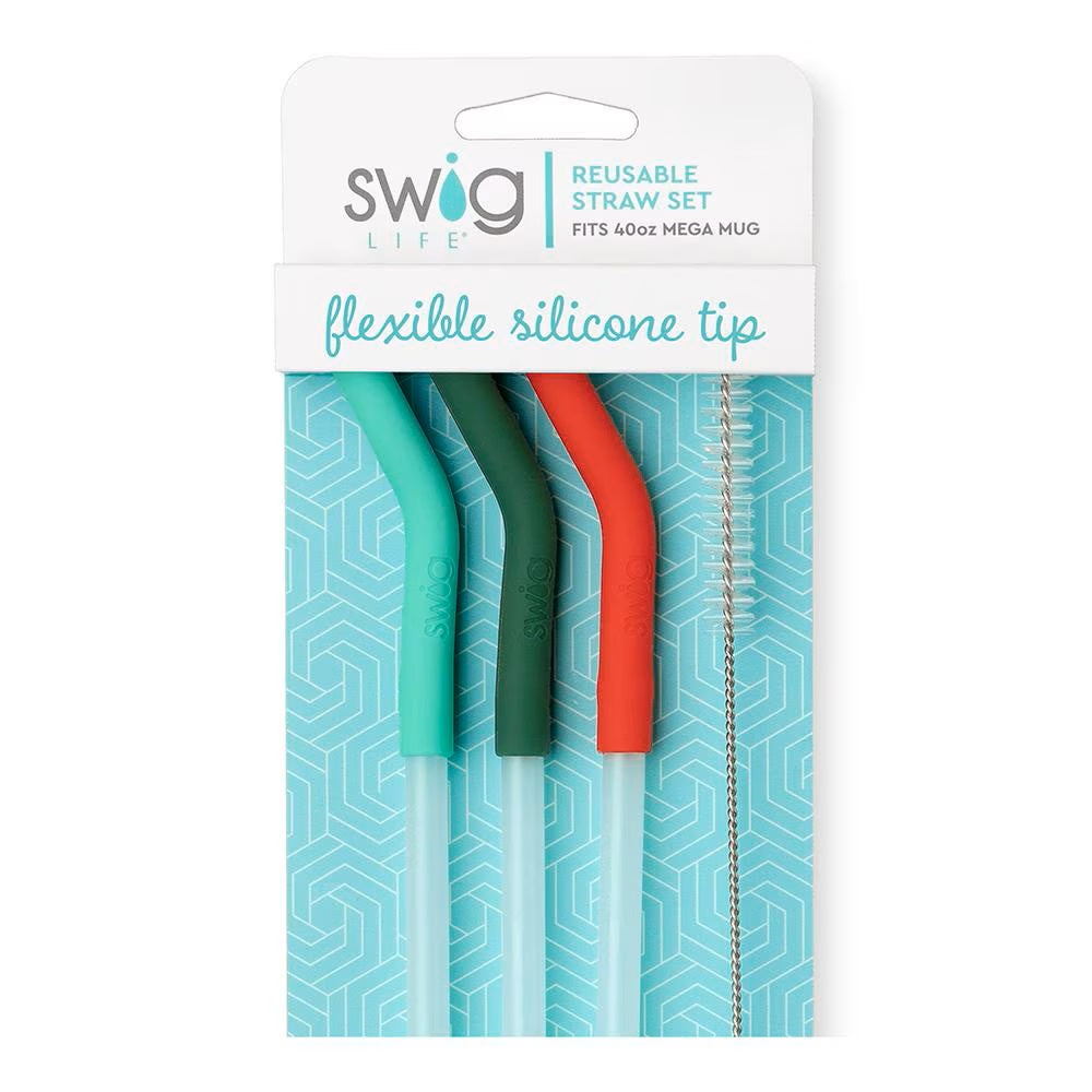 Swig - Mint/Green/Red Straw Set (40oz Mega Mug)