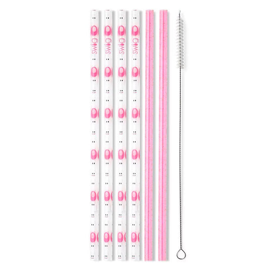 Swig - Faboolous & Pink Glitter Reusable Straw Set (Tall)