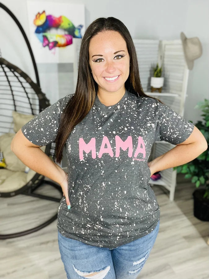 Grey Bleached "Mama" & "Babe" Adult/Youth Graphic Tee - Reg/Plus