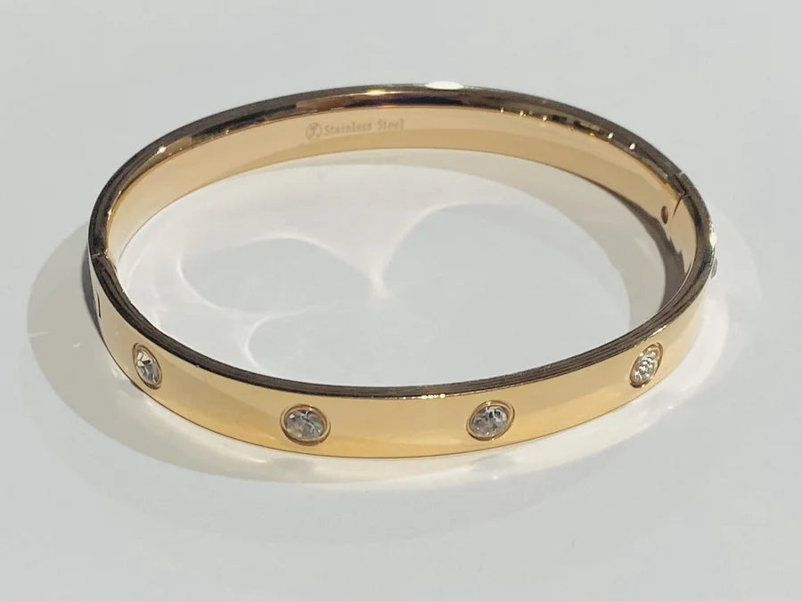 Rose Gold Stainless Steel Crystal Stud Bracelet