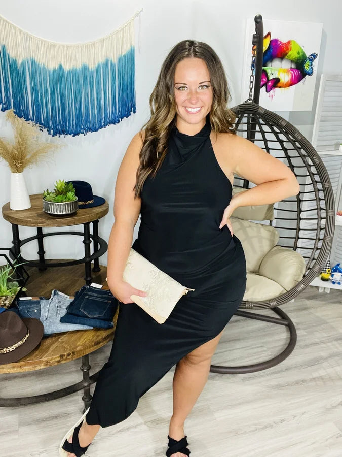 Leave Them Speechless Black Dress - Reg/Plus