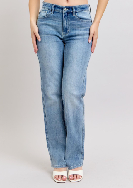 Judy Blue "Paige" Medium Blue High-Waisted 90s Straight Fit Denim