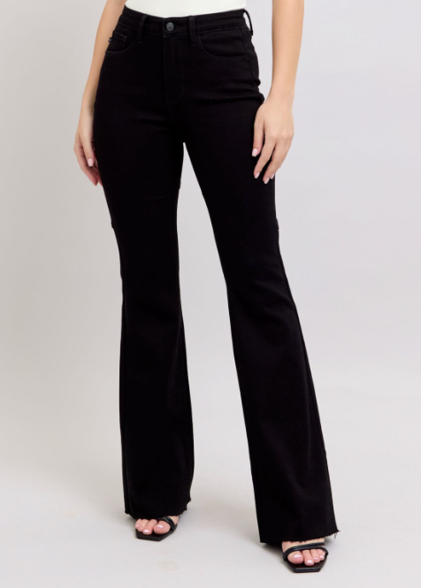 Judy Blue "Darla" Black High-Waisted Star Seam Flare Jeans
