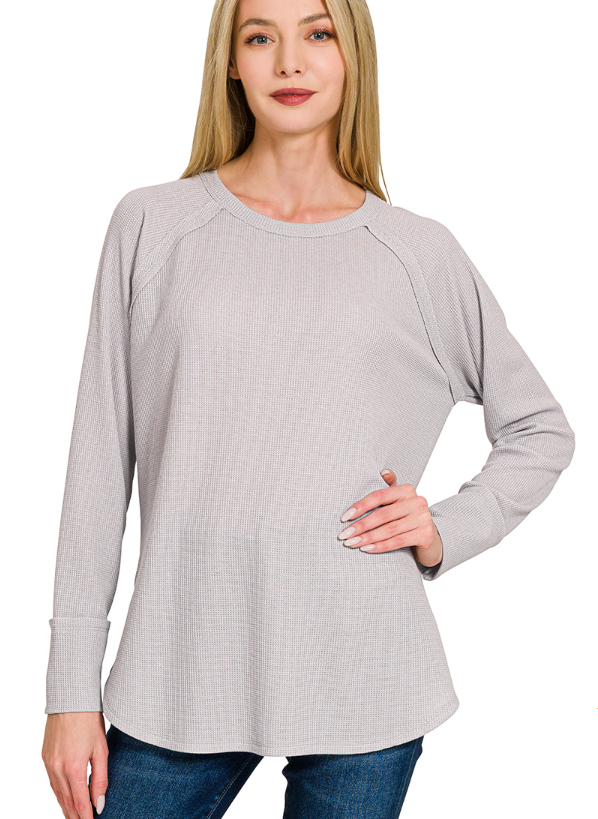 "Take Another Look" Waffle Knit Long Sleeve Top (Multiple Colors)