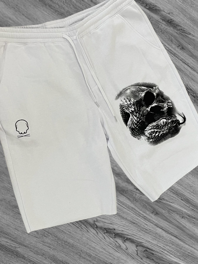 "Fight" White Sweat Shorts