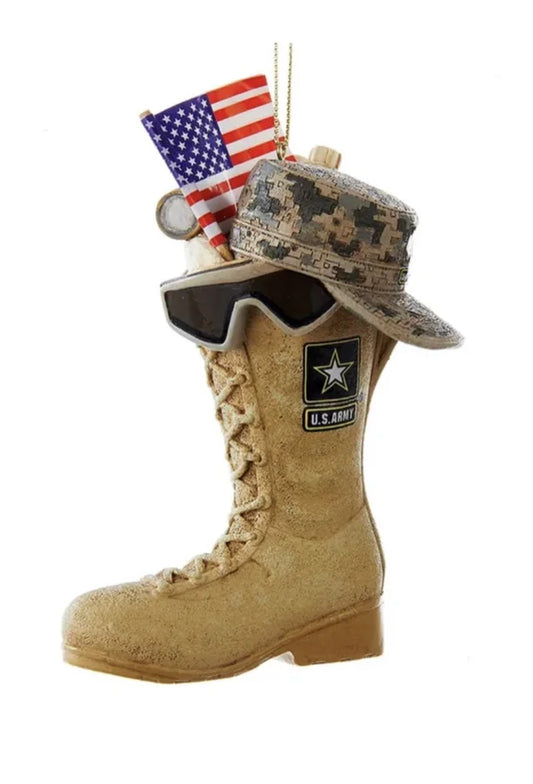 U.S. Army Boot w/ USA Flag Ornament