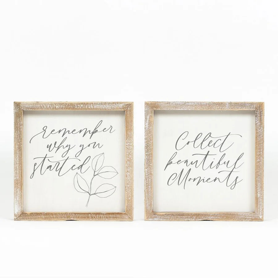 "Moments"/"Remember" Wooden Framed Sign - Reversible