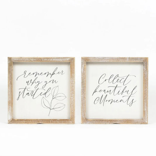 "Moments"/"Remember" Wooden Framed Sign - Reversible