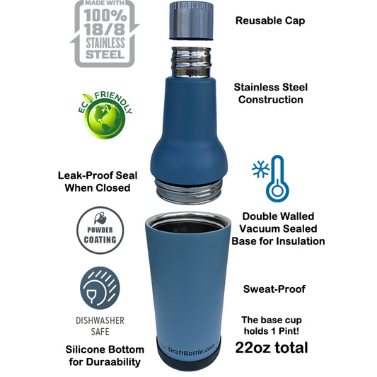 DraftBottle Stainless Steel Insulated Bottle - 22 oz.