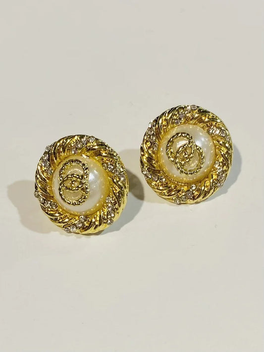 Gold Plated Sparkly/Pearl Post Earrings