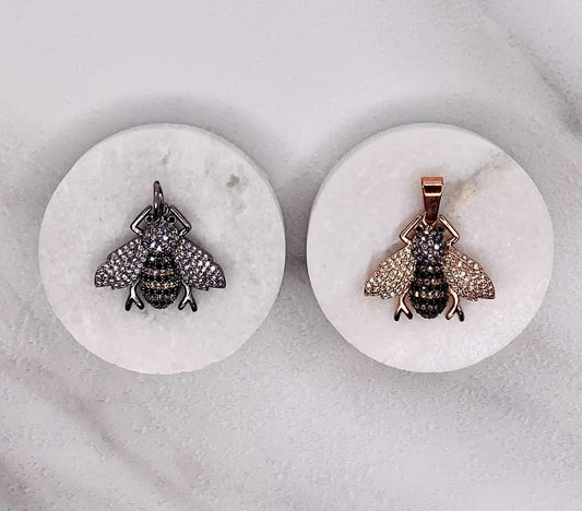 Pave Crystal Bee Pendants (Small)