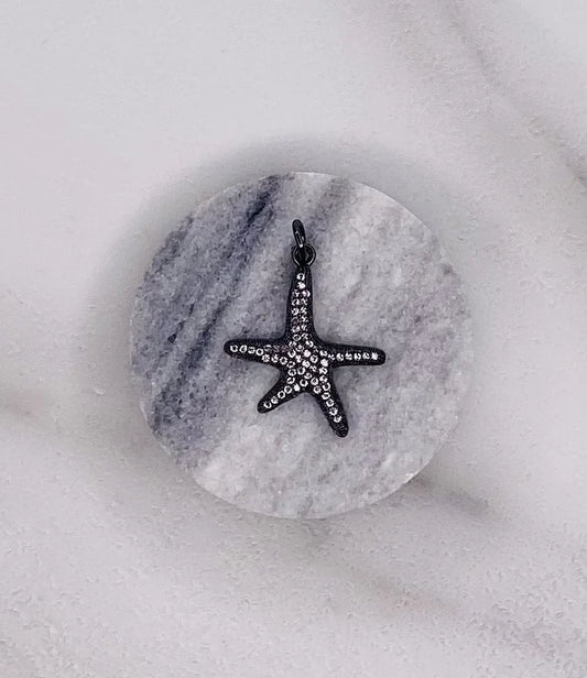 Gunmetal Crystal Sea Star Pendant (Small)