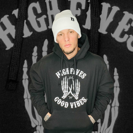 "High Fives & Good Vibes" Black Hoodie