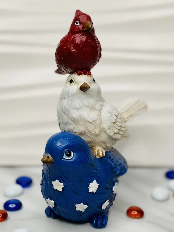 Resin Red/White/Blue Bird Stack