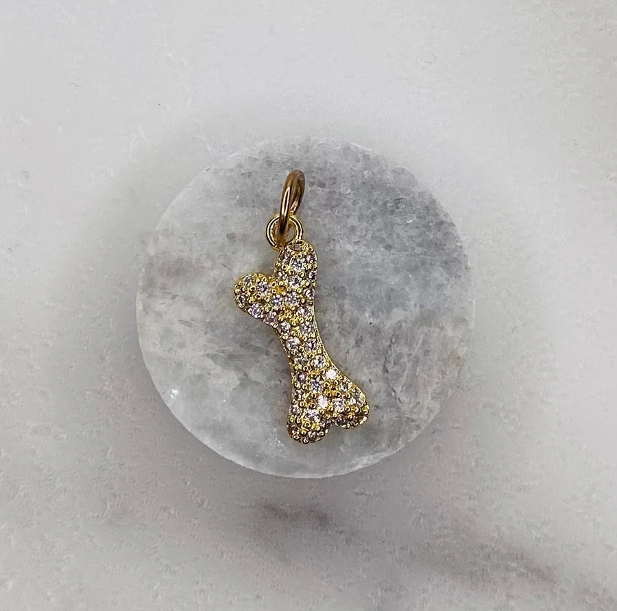 Gold Crystal Bone Pendant (Small)