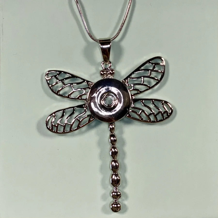 Dragonfly Snap Pendant on Silver Chain