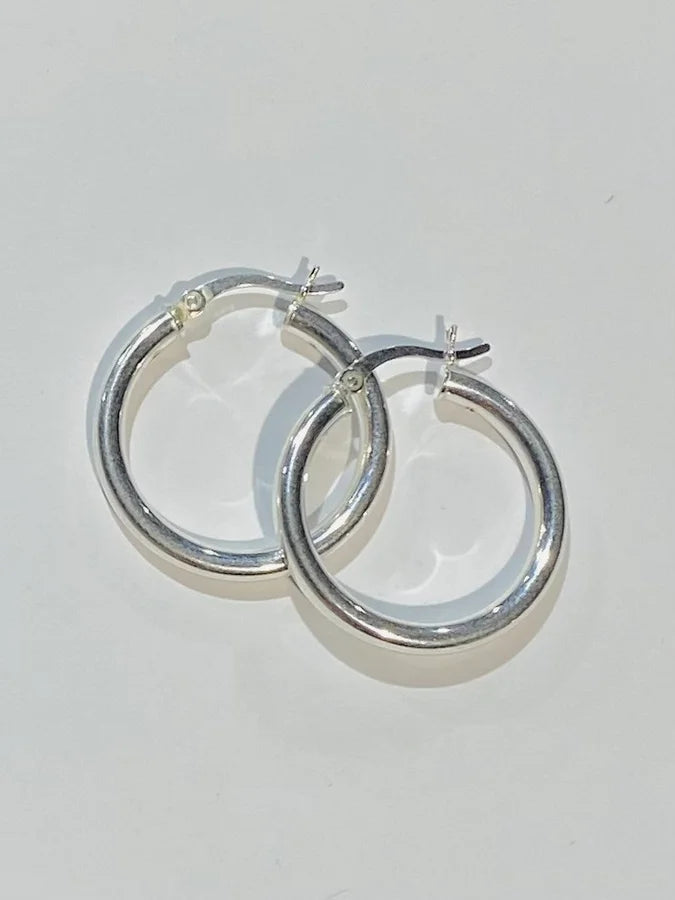 Sterling Silver Italian Hoop Earrings - 25MM