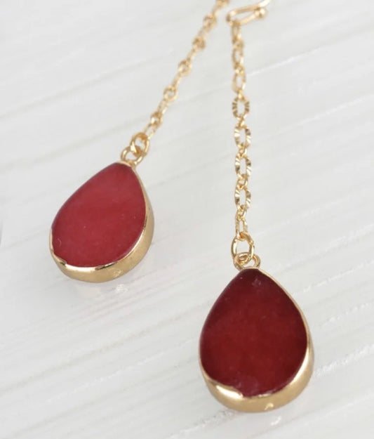 Natural Stone Teardrop Dangle Earrings