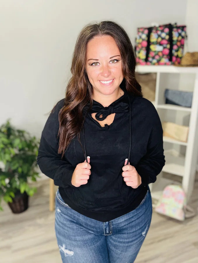 Reg. Black Hoodie w/ Ribbon Keyhole