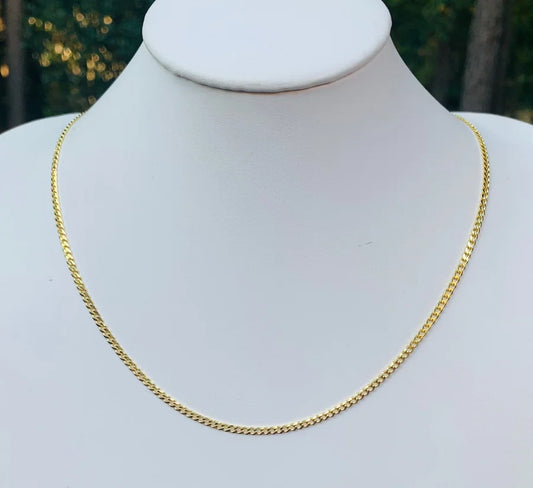 Sterling Silver Italian Gold Plated Cuban Chain - 18"