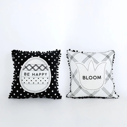"Bloom"/"Be Happy" 14.25 x 14.25 Pillow - Reversible