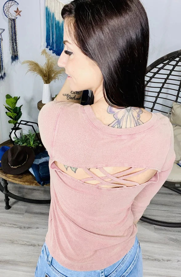 "Peek-a-Boo" 3/4 Sleeve Top - Reg/Plus (2 Colors)