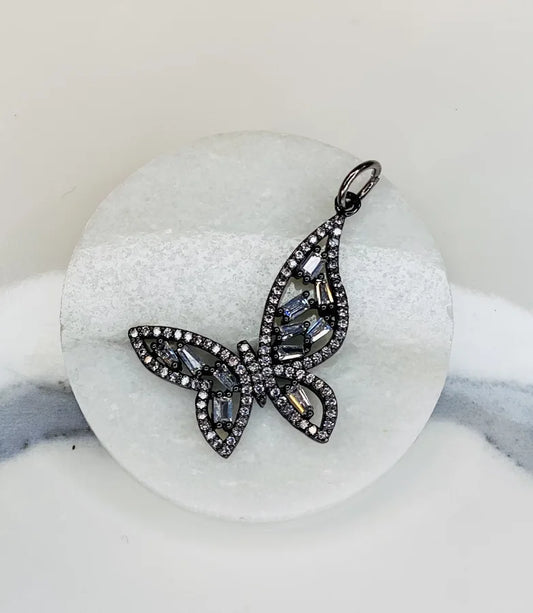 Pave Crystal & Rhinsteone Butterfly Pendant (Medium)