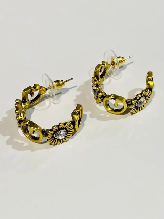 Antique Finish Inspired Half Hoop Earrings