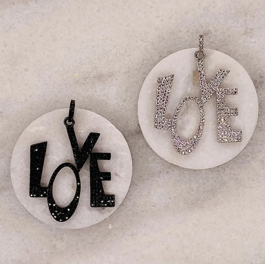 Pave Crystal "LOVE" Pendants (Large)