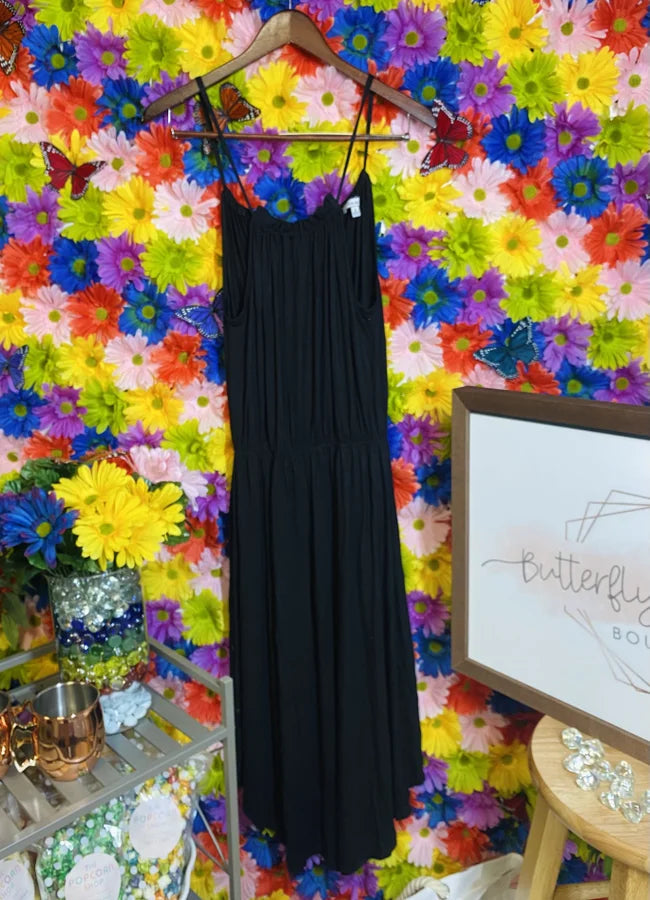 Black Sleeveless Maxi Dress w/ Back Tie Detail