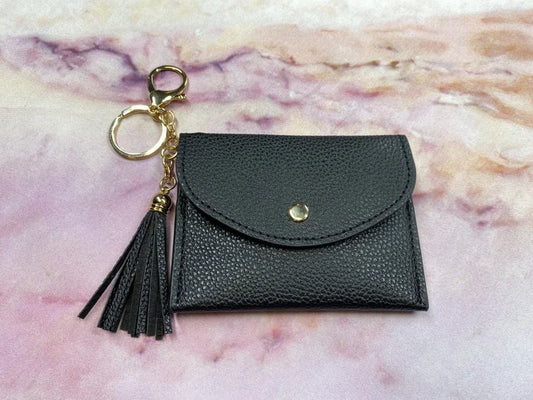 Key Chain Card Holder w/ Tassel - Black