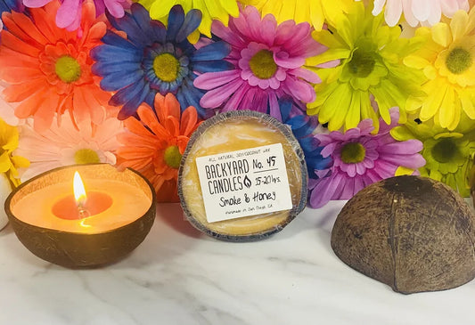 Smoke & Honey Scented Candle in a Real Coconut Shell