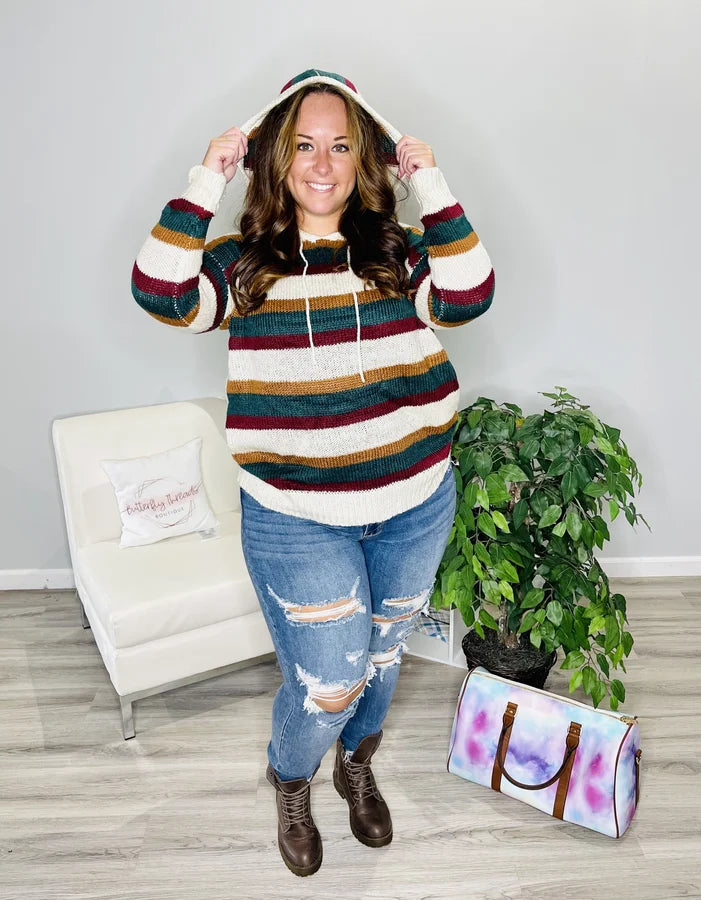 Reg. Ivory/Multicolor Striped Hoodie