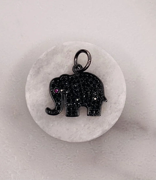 Black Crystal Elephant Pendant (Small)