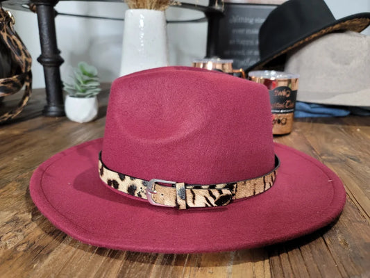 Wool Fashion Fedora - Burgundy