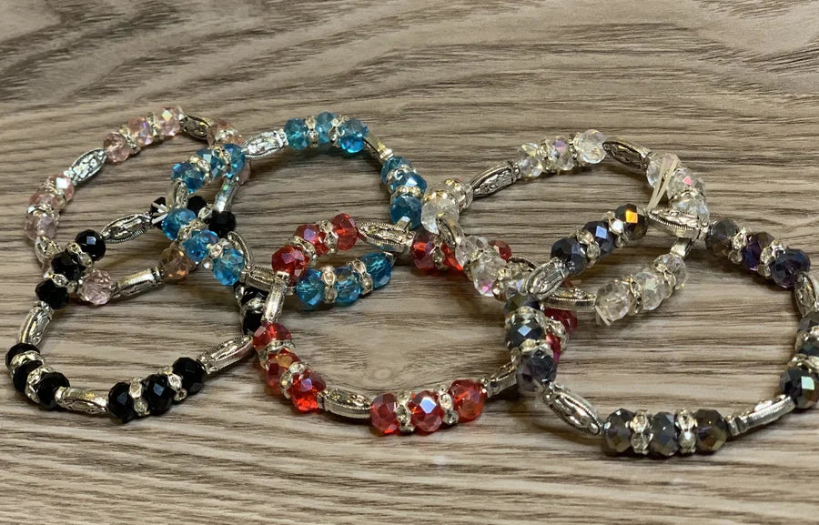 Religious Stretch Bracelet - Beads & Rhinestones