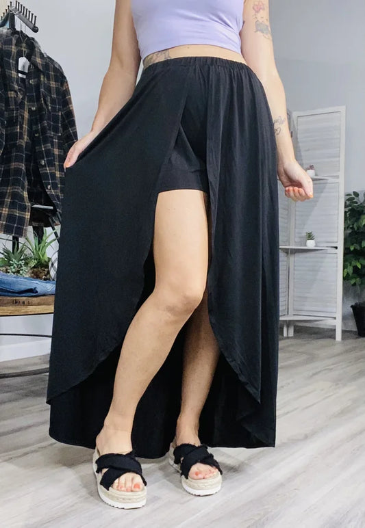 Black Maxi Overlay Skort