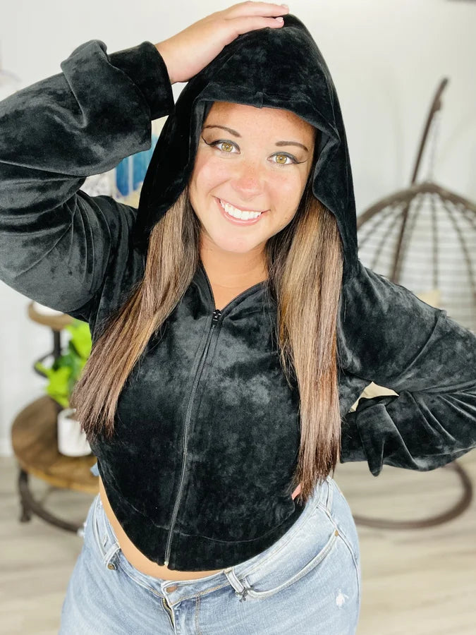 "Velvet Beauty" Zippered Hoodie - Reg/Plus (2 Dark Colors)